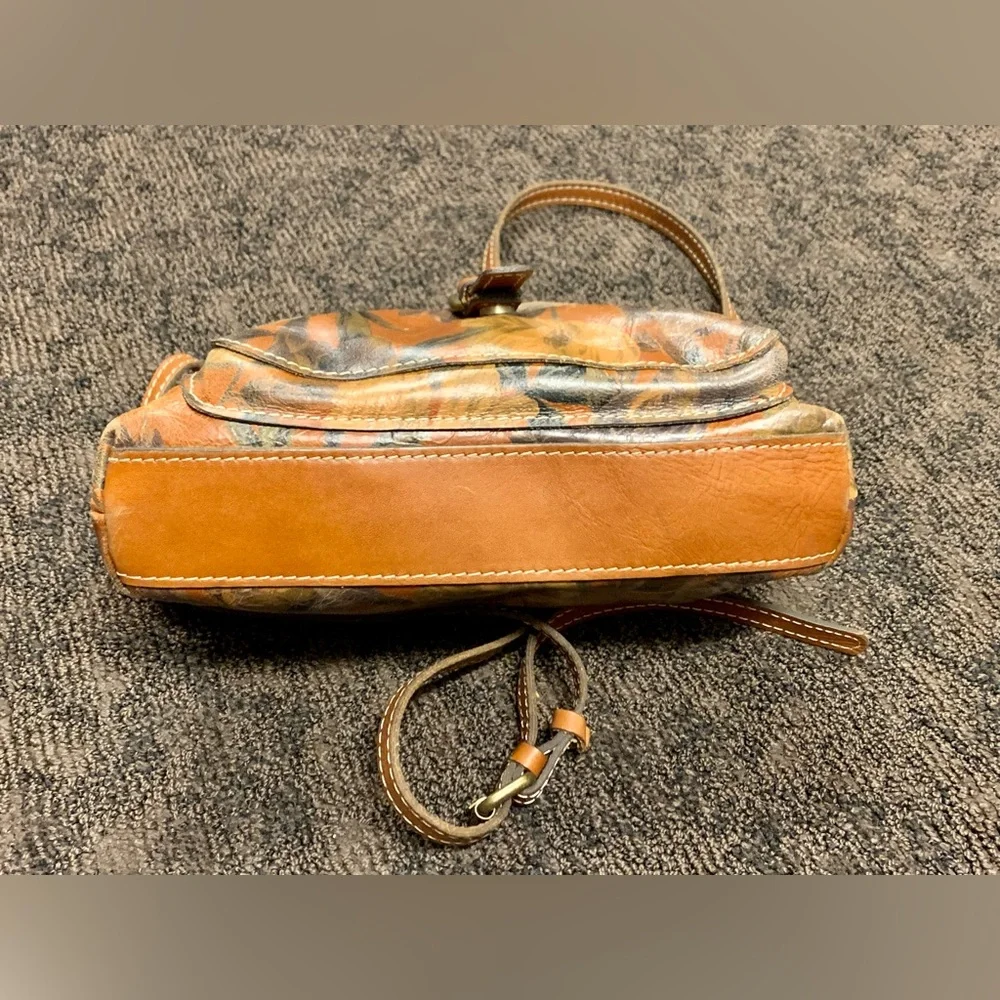 PATRICIA NASH Avellino Italian Leather‎ Floral Brown Crossbody Shoulder Bag
